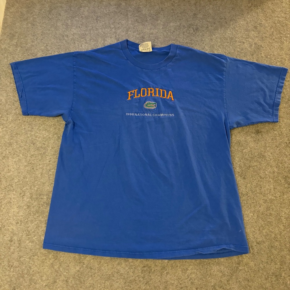 Lee Sport Florida Gators 1996 National Champions T Shirt Mens 2XL Blue Vintage